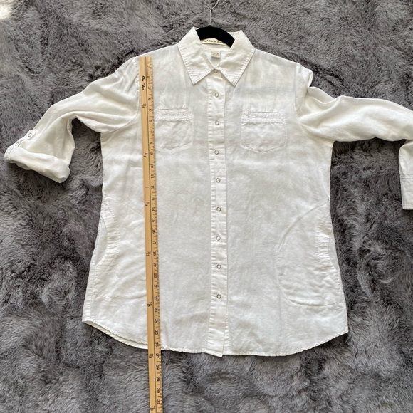David Brooks White Linen/Cotton Versatile Sleeve Length Shirt/Jacket. Size M - Picture 5 of 10